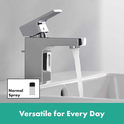 hansgrohe Waschtischarmatur Vernis Shape, Wasserhahn Bad mit Auslauf Höhe 70 mm, mit Zugstange, Bada