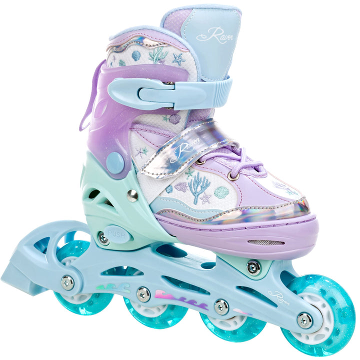 RAVEN Inline Skates Inliner für Kinder Mädchen verstellbar mit LED Leuchtrad, 30-33 (18,5cm-20,5cm)