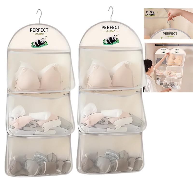MIUPOO Kleiderschrank Organizer Hängend, Oxford Cloth Space Saver Bag for Bra Underwear Underpants S