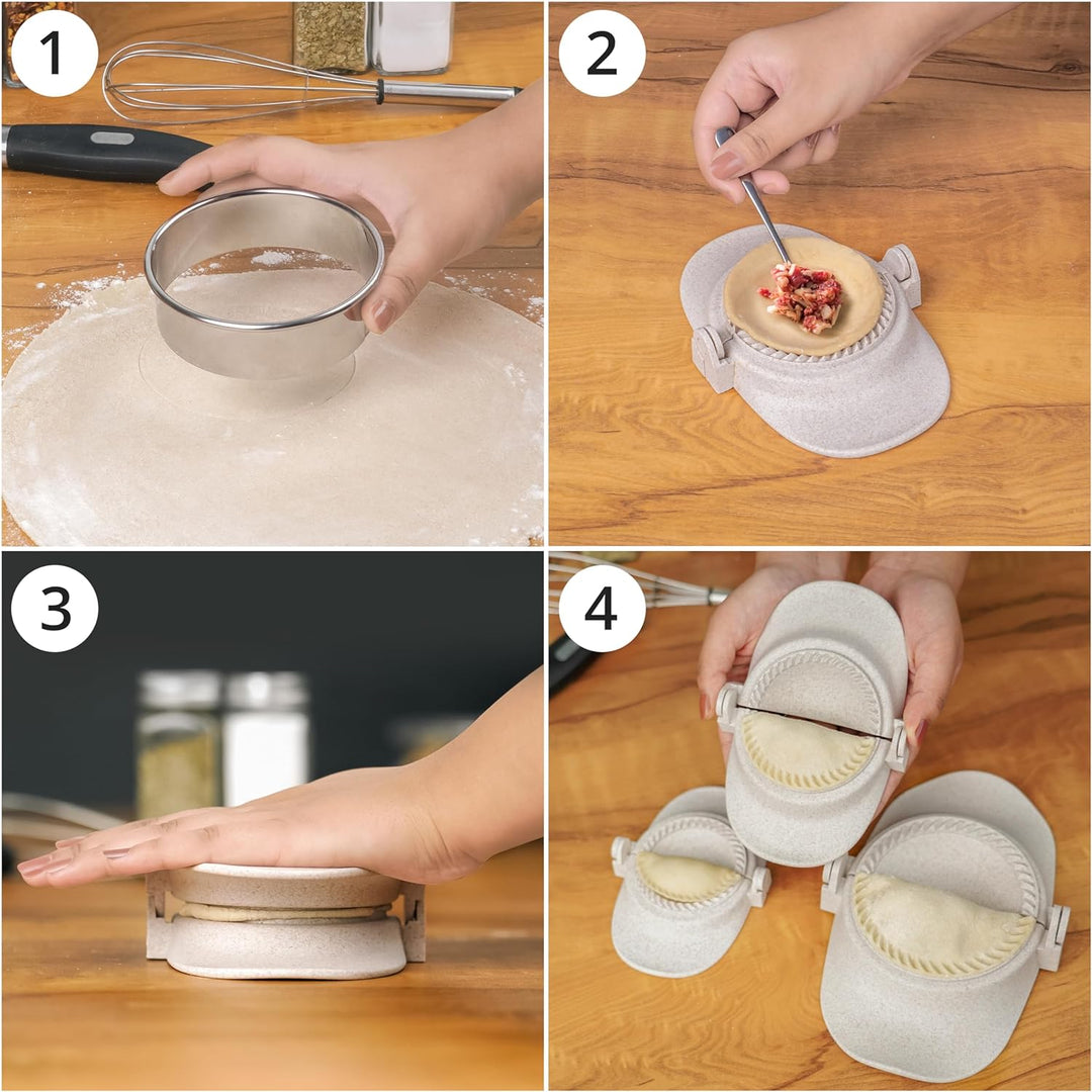 Winter Shore Dumpling Maker & Empanadas Maker Set mit Rundem Dough Cutter [3 Grössen] - Ravioli Make