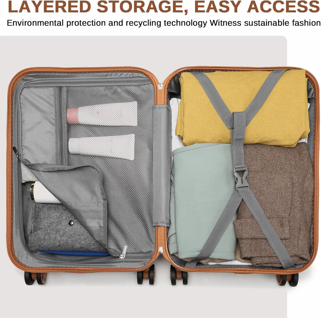 KONO Gepäck-Sets Kofferset 2 Teilig Gross Koffer mit Beautycase (72cm+Kosmetikkoffer, Grau) Grau 72c
