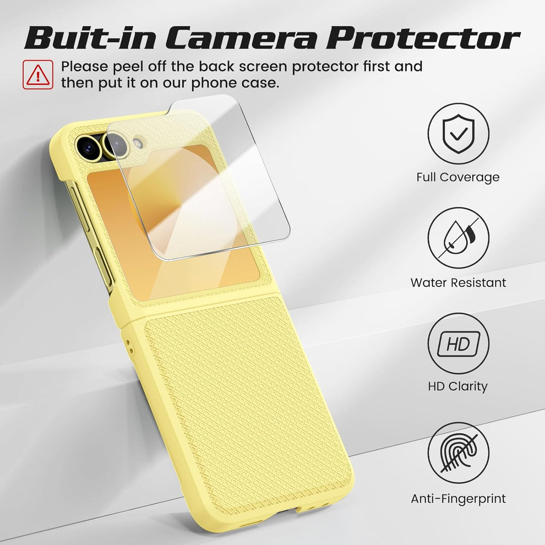 für Samsung Galaxy Flip 6/Z Flip 7 FE Hülle [Not for Flip 7] mit Scharnierschutz & Displayschutzfoli