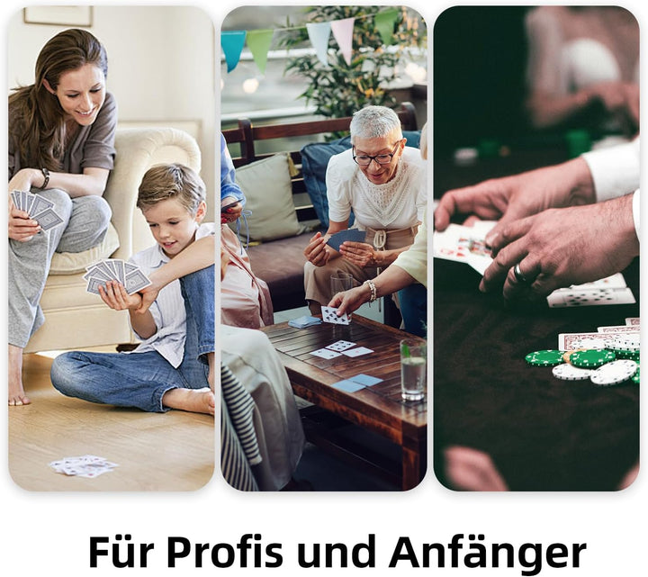 QUICARD Elektrischer Kartenmischer – Geräuscharmer & Wiederaufladbar (2000 mAh) – Mischt 2 Kartensät