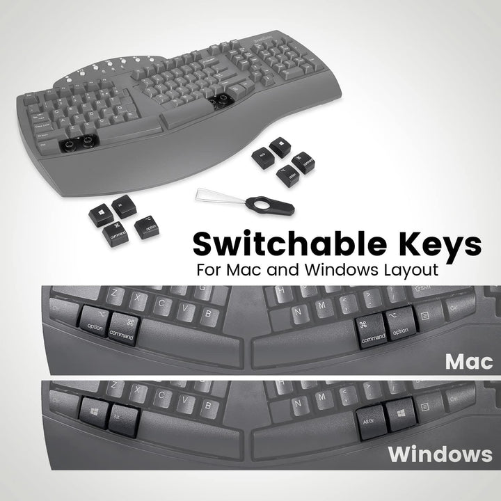 Perixx PERIBOARD-612 Wireless Ergonomic Split Keyboard with Dual Mode 2.4G and Bluetooth Feature, Co