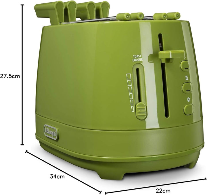 De Longhi CTLAP2203 Toaster mit Zange, 550 Watt. grün, Grün