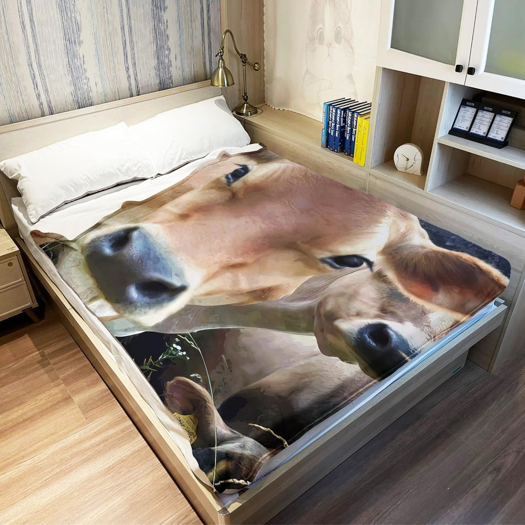 YISUMEI Decke Jersey Kuh Gesicht Kuscheldecken Weich Flanell Fleecedecke Bettüberwurf(150x200cm)