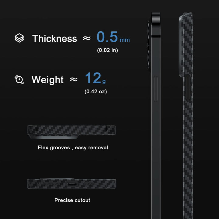 memumi Carbon Hülle für iPhone 14 Pro, 0,5 mm Superdünne, Hülle aus echter Aramidfaser [100% Aramidf