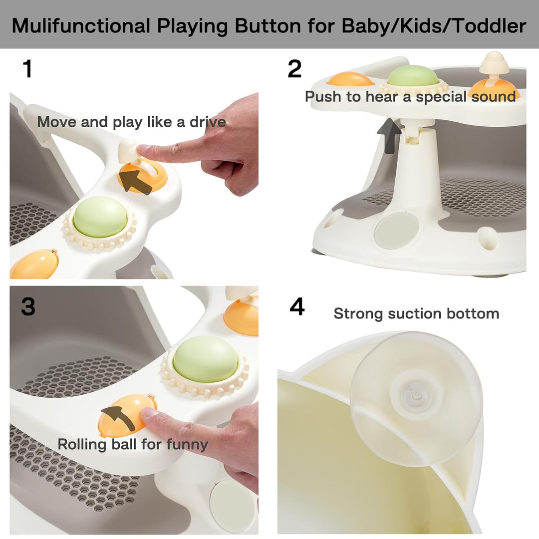 Baby-Badewannensitz ab 6 Monaten, Kinderbadewanne, rutschfest, mit Spielzeug