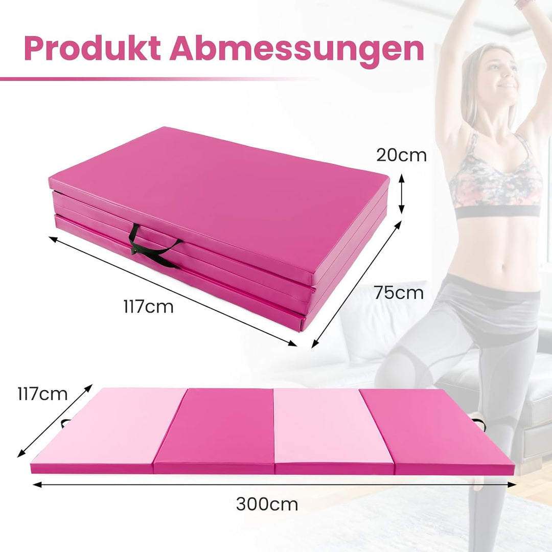 COSTWAY 300 x 120 x 5 cm Weichbodenmatte, Gymnastikmatte klappbar, Turnmatte aus PU mit Kletterversc
