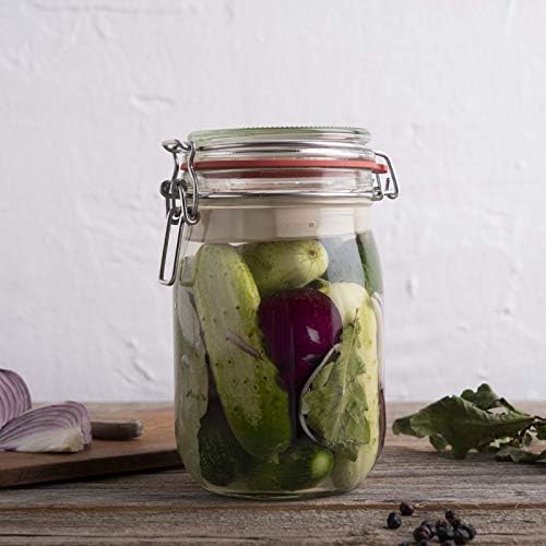 Drahtbügelglas+Beschwerungsstein - 4er Set - /Sauerkraut, Kimchi, Gemüse fermentieren im 4er Pack