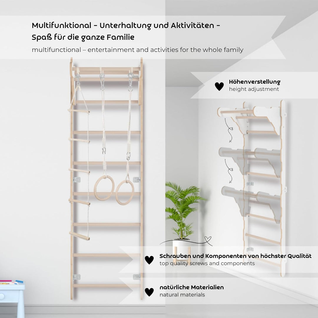 MAMOI® Kletterbogen mit rutsche, Kletterdreieck, Baby Klettern, Klettergerüst aus Holz, Holzbogen fü