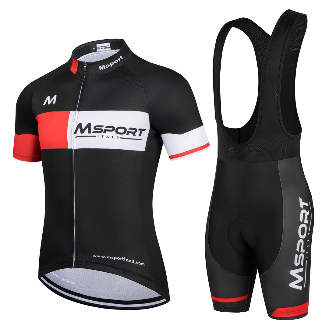 Msport Fahrradbekleidungsset – Komplettes Radtrikot-Set mit Trikot und Trägerhose, Gepolsterte Short