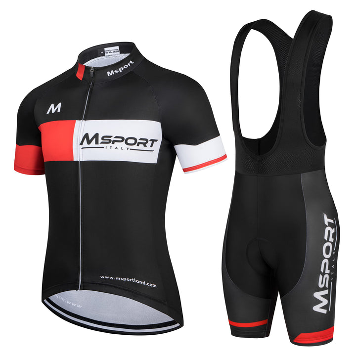 Msport Fahrradbekleidungsset – Komplettes Radtrikot-Set mit Trikot und Trägerhose, Gepolsterte Short