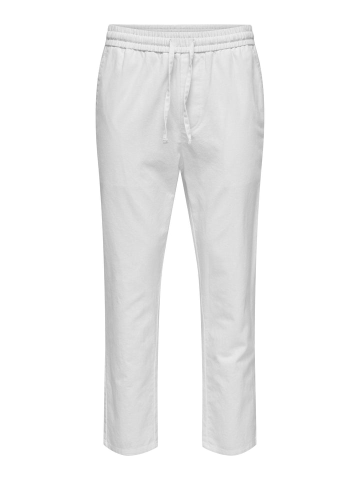 ONLY & SONS Herren Sweatpant ONSLINUS Crop LIN - Tapered Fit - XS S M L XL XXL, Bright White