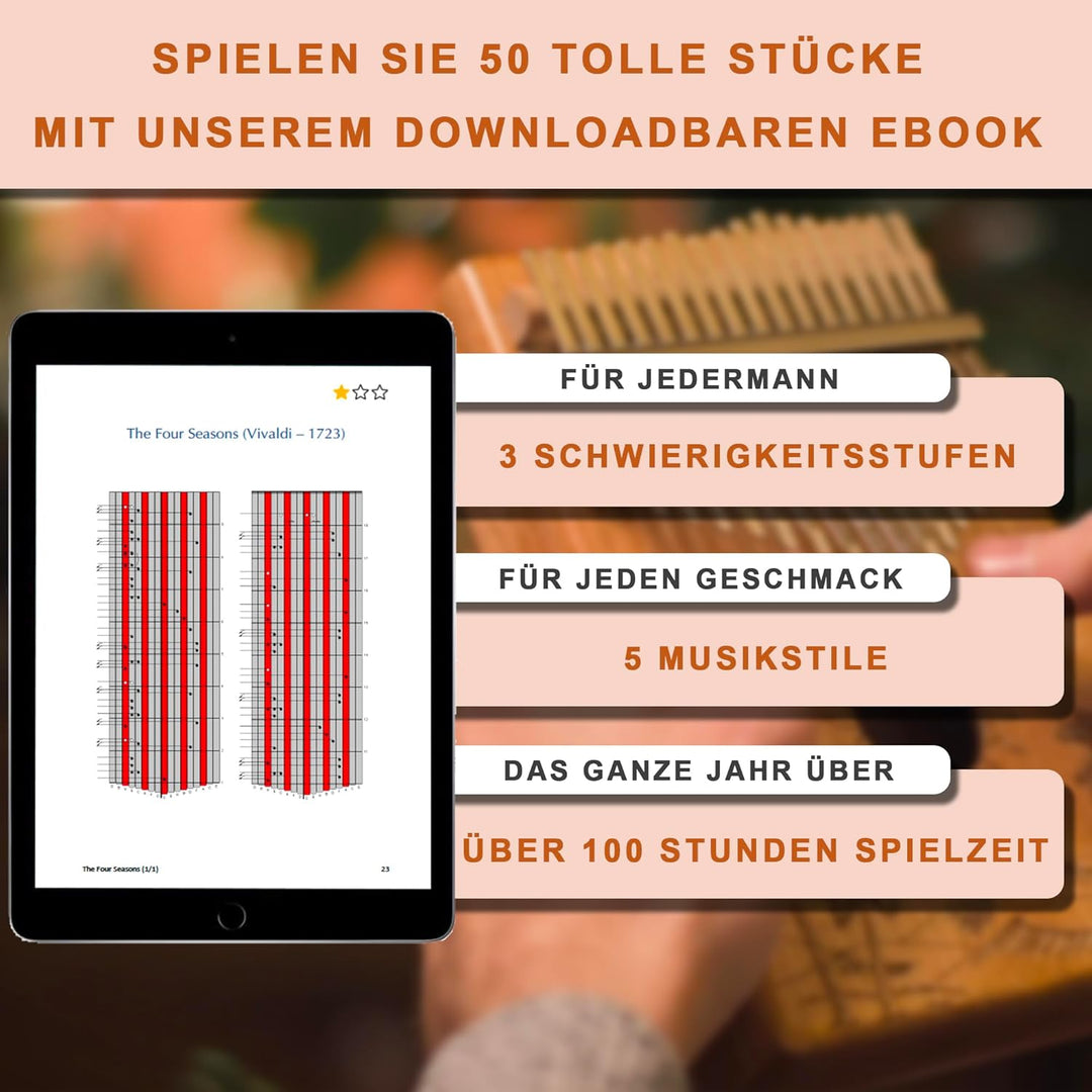 ORORA Kalimba Musikinstrument für Kinder und Erwachsene, 17 Schlüssel Daumenklavier aus lackiertem H