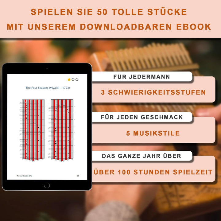 ORORA Kalimba Musikinstrument für Kinder und Erwachsene, 17 Schlüssel Daumenklavier aus lackiertem H