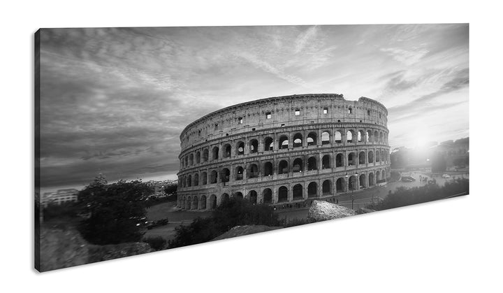 das Kolosseum in Rom Panorama 120x60 cm Effekt: Schwarz/Weiss als Leinwandbild, Motiv fertig gerahmt