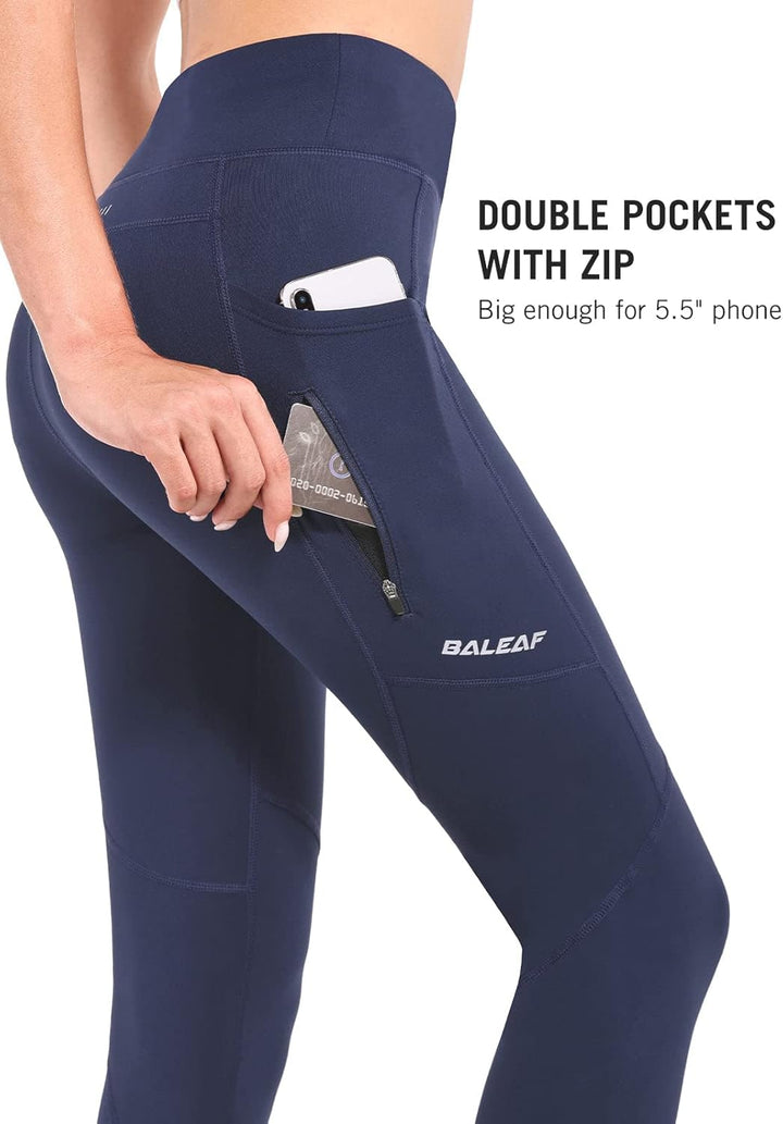 baleaf Thermoleggings Winter Damen Fahrradhose Lang mit Reissverschluss Warm Gefüttert Jogginghose R