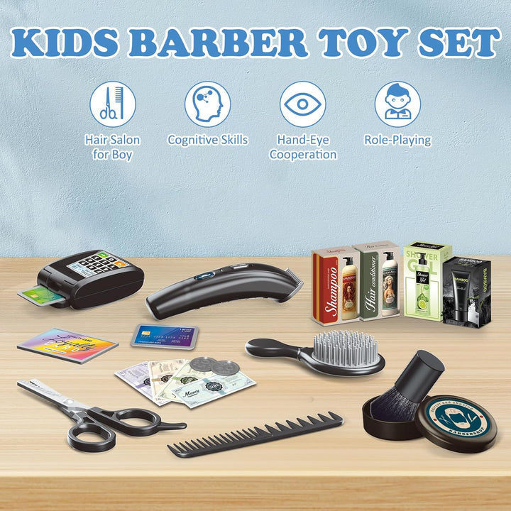 RedCrab Kinder Friseur Set, 50Pcs Salon-Friseur Spielset mit Haartrockner, Rasierspielzeug und Styli