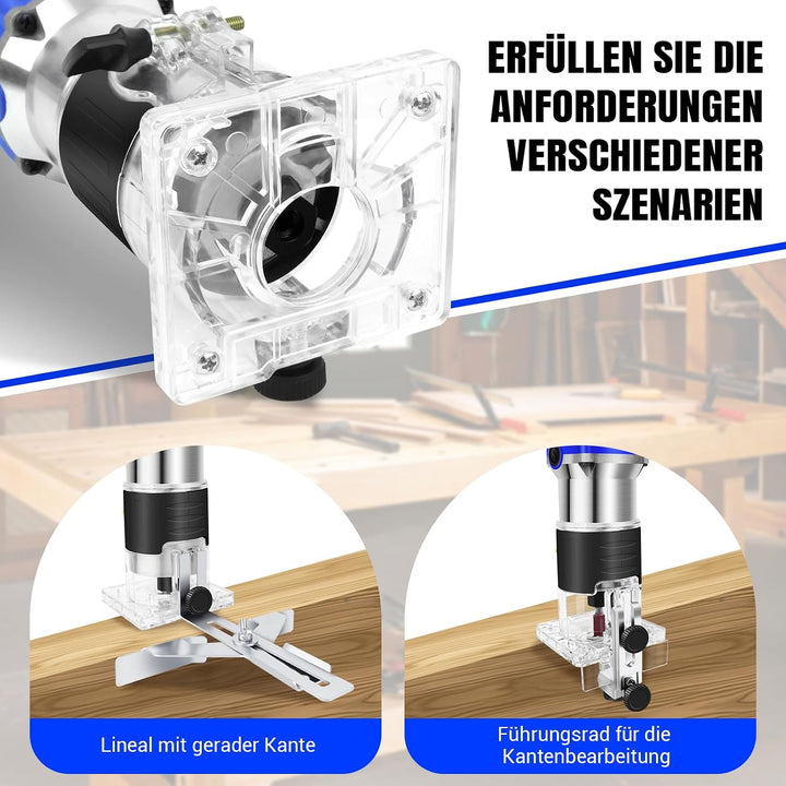 Palm Router Werkzeug Trimmer,Oberfräse Tischfräse Holz mit 15PCS Fräser,Holzbearbeitung Handheld Rou