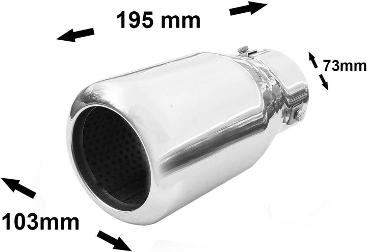 Auspuffblende Endrohr Auspuff Universell Schalldampf Edelstahl Rund bis 68mm Chrom AutoHobby