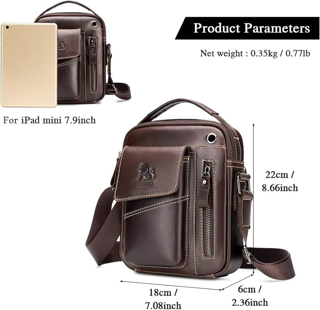 BAIGIO Umhängetasche Herren Leder Schultertasche Vintage Crossbody Bag Messenger Herrentasche zum Um