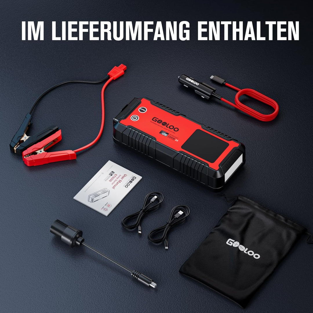 GOOLOO GT6000 Starthilfe Powerbank,6000A Peak Ultar Sicher Zweiwege-Schnellladegerät für 12V Fahrzeu
