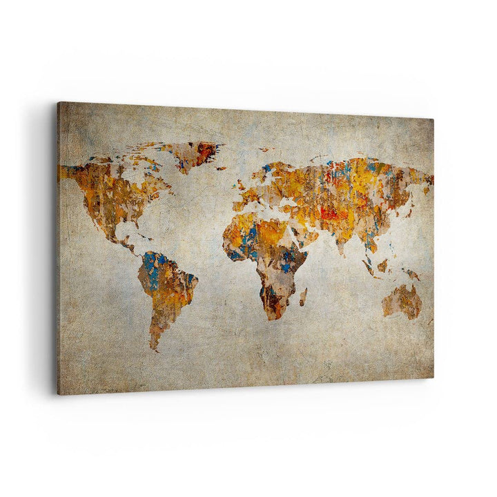 Bilder auf Leinwand 100x70cm Leinwandbild Welt Karte Kontinente Geographie Gross Wanddeko Bild Schla