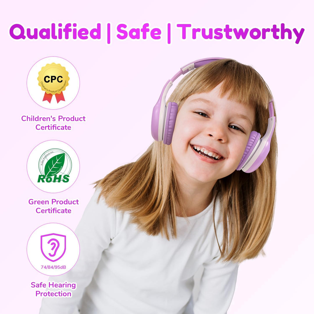 EarFun Bluetooth Kopfhörer Kinder, 74/85/94dB Lautstärkeregelung, HiFi Sound, HD-Mikrofon, 45 Std Ak