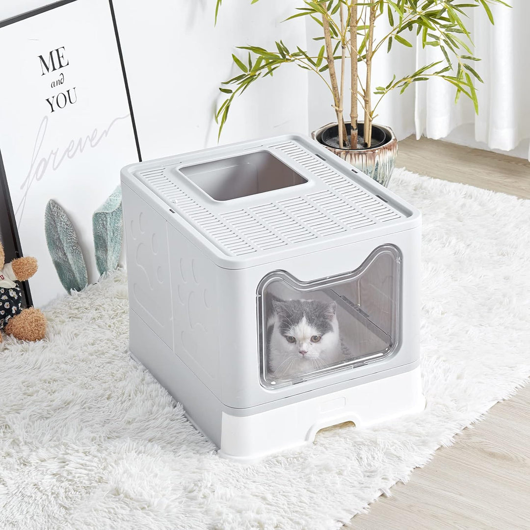 BingoPaw katzenklo mit Deckel XXL katzentoilette Faltbarer Geschlossener Mülleimer mit Abdeckung, Sc