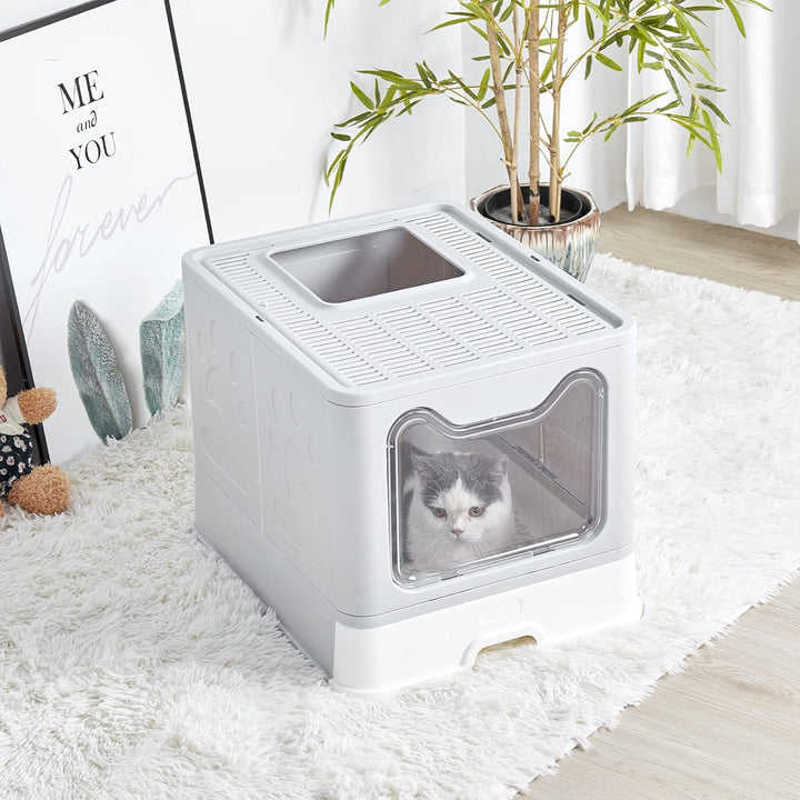 BingoPaw katzenklo mit Deckel XXL katzentoilette Faltbarer Geschlossener Mülleimer mit Abdeckung, Sc