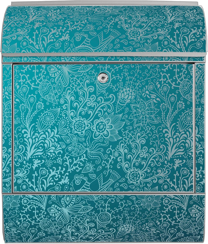 banjado® Design Briefkasten mit Motiv Mandala Landschaft 39x47x14cm &amp; 2 Schlüssel - Briefkasten Stah