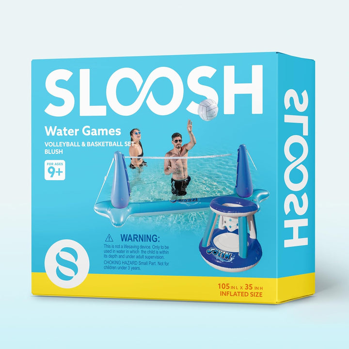 JOYIN Aufblasbares Schwimmbecken Set Volleyballnetz & Basketballkörbe; Inklusive Bälle für Kinder un