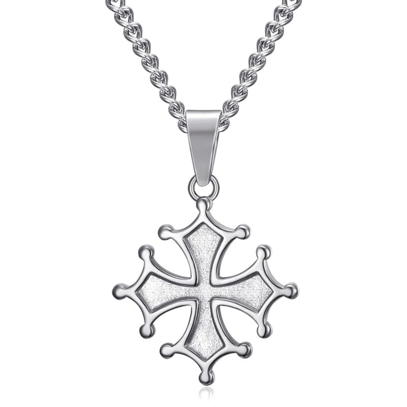 BOBIJOO JEWELRY - Pendentif Collier Femme Croix Occitane Cathare Toulouse Languedoc Acier inoxydable