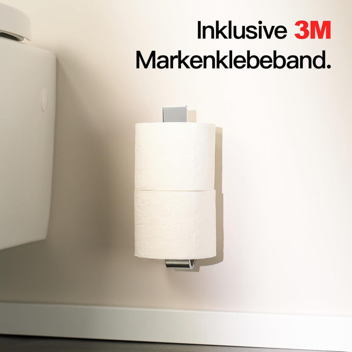 Designfabrik Hamburg Ersatzrollenhalter ohne Bohren | Toilettenpapierhalter selbstklebend für 2 Klor