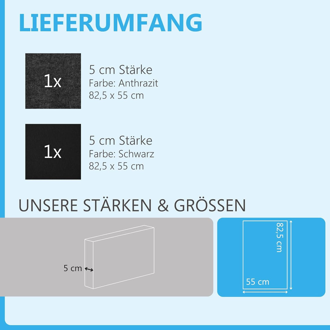 platino24 Schallabsorber COLORE aus Basotec G+ I Akustikpaneele mit Akustikfilz I 2 Wand-Paneele in