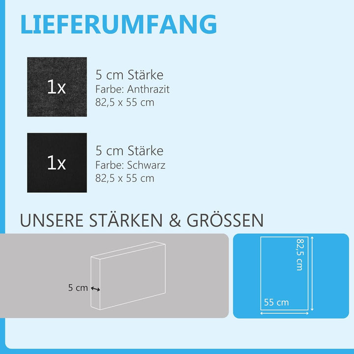 platino24 Schallabsorber COLORE aus Basotec G+ I Akustikpaneele mit Akustikfilz I 2 Wand-Paneele in