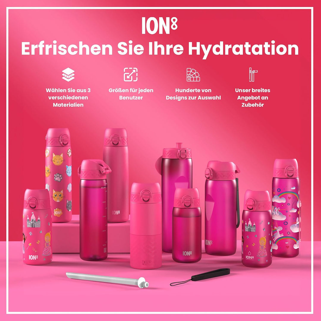 Ion8 1 Liter Trinkflasche, 1000ml, Auslaufsicher, Einhandöffnung, Sichere Verriegelung, Spülmaschine