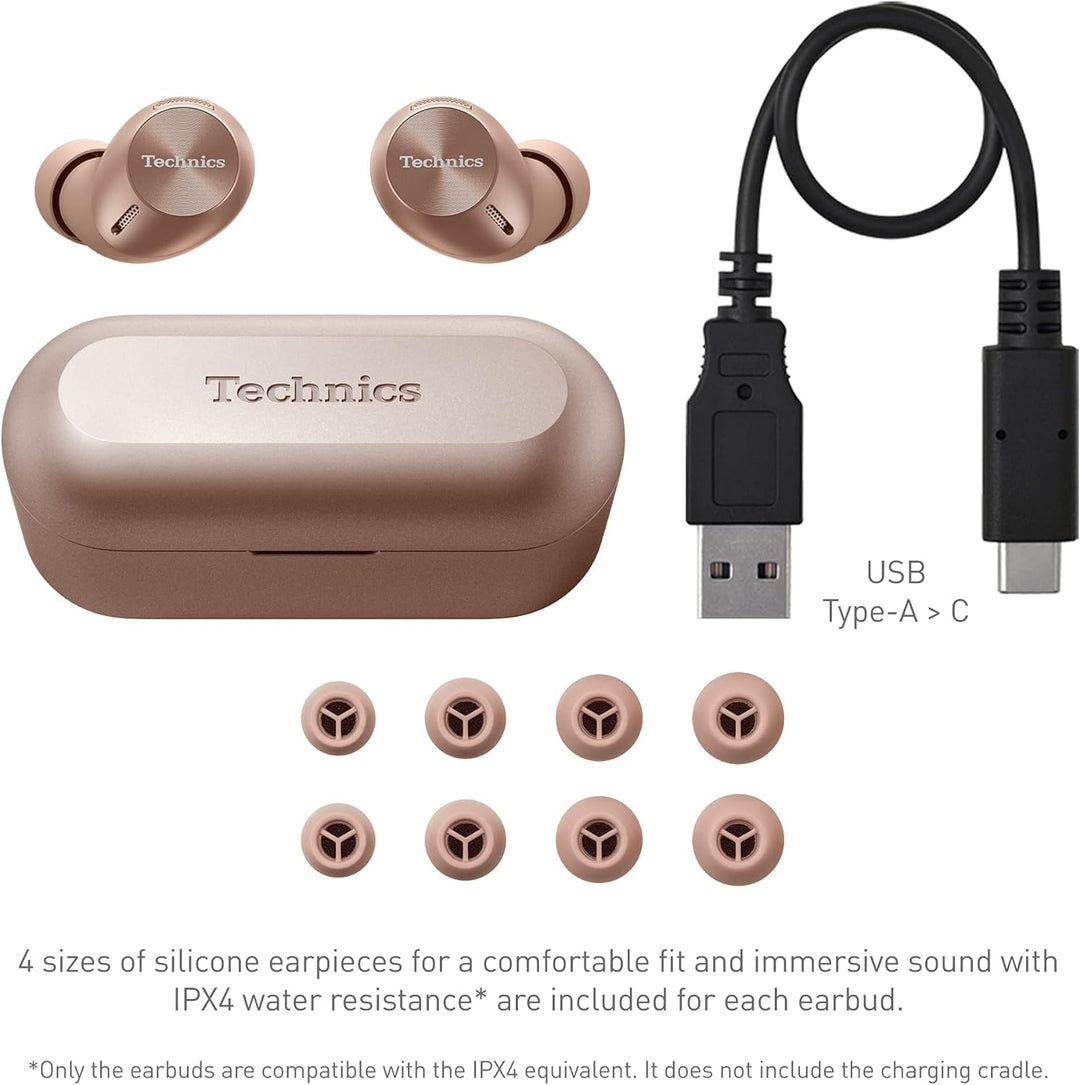 Technics EAH-AZ40E-N In-ear Kopfhörer Bluetooth, bequemer Kopfhörer mit integriertem Mikrofon, anpas