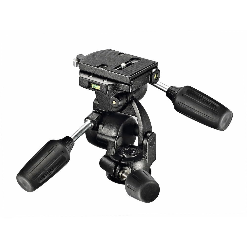 Manfrotto 3-Wege-Kopf mit Schnellwechselplatte, für Kamerastative, Kugelkopf, Kamera-Stabilisator, F