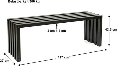 DanDiBo Gartenbank Metall Massiv Wetterfest Schwarz 120 cm Sitzbank Modern 96245 Parkbank Eisen Bank