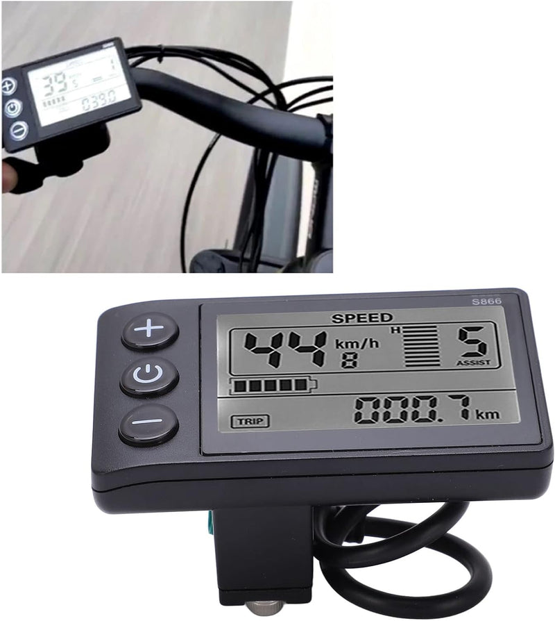 VGEBY Fahrradanzeige Meter 24V 36V 48V LCD Display Elektrofahrrad S866 Bedienfeld mit Wasserdichtem