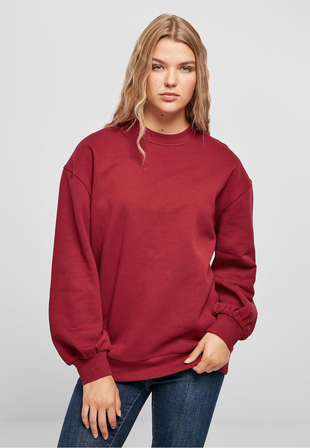 Urban Classics Damen Ladies Organic Oversized Crew L Grosse Grössen Burgundy, L Grosse Grössen Burgu