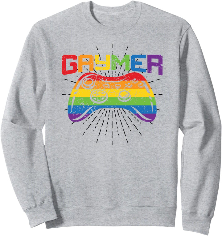 Gaymer Pride Gay LGBT Rainbow Flag Lesbian Vintage Gaming Sweatshirt