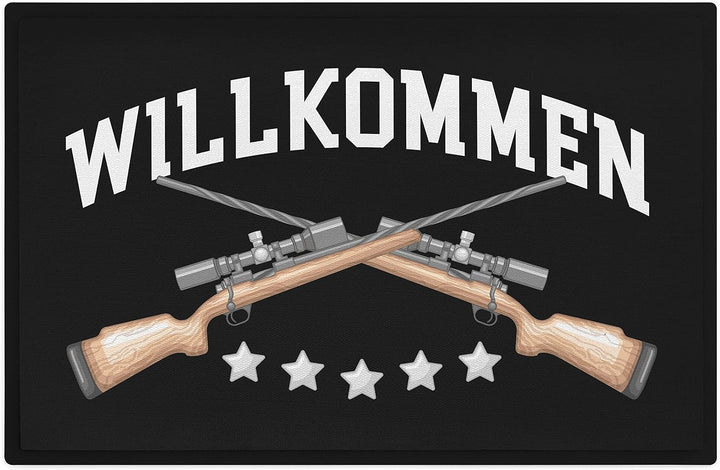 Trendation - Willkommen Fussmatte Grafik Schmutzfangmatte Geschenk Aussen Innenbereich 60x40 cm Wasc