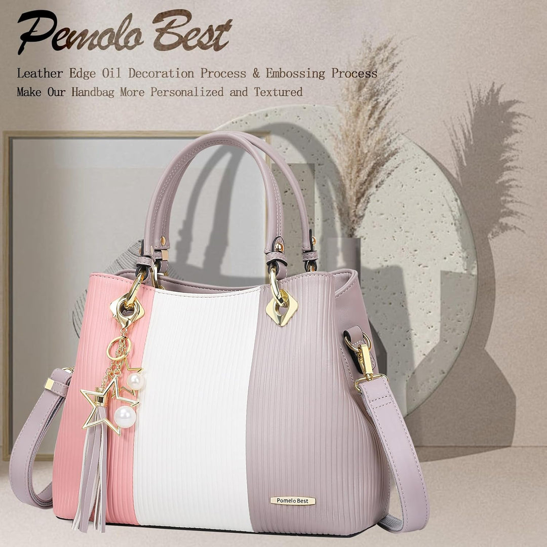Pomelo Best Damen Handtasche mehrfarbig gestreift Umhängetasche in schöner Farbkombination mit mehre