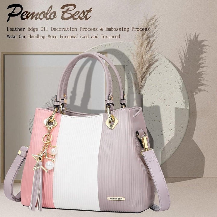 Pomelo Best Damen Handtasche mehrfarbig gestreift Umhängetasche in schöner Farbkombination mit mehre