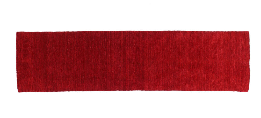 RUG PRINCE Wollteppich Gabbeh Uni 80x200 Handgewebt Läufer Rot Einfarbig Handarbeit Zimmer, Rot 80x2