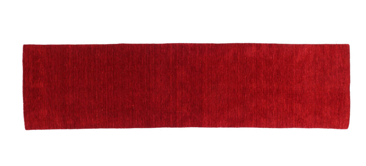 RUG PRINCE Wollteppich Gabbeh Uni 80x200 Handgewebt Läufer Rot Einfarbig Handarbeit Zimmer, Rot 80x2