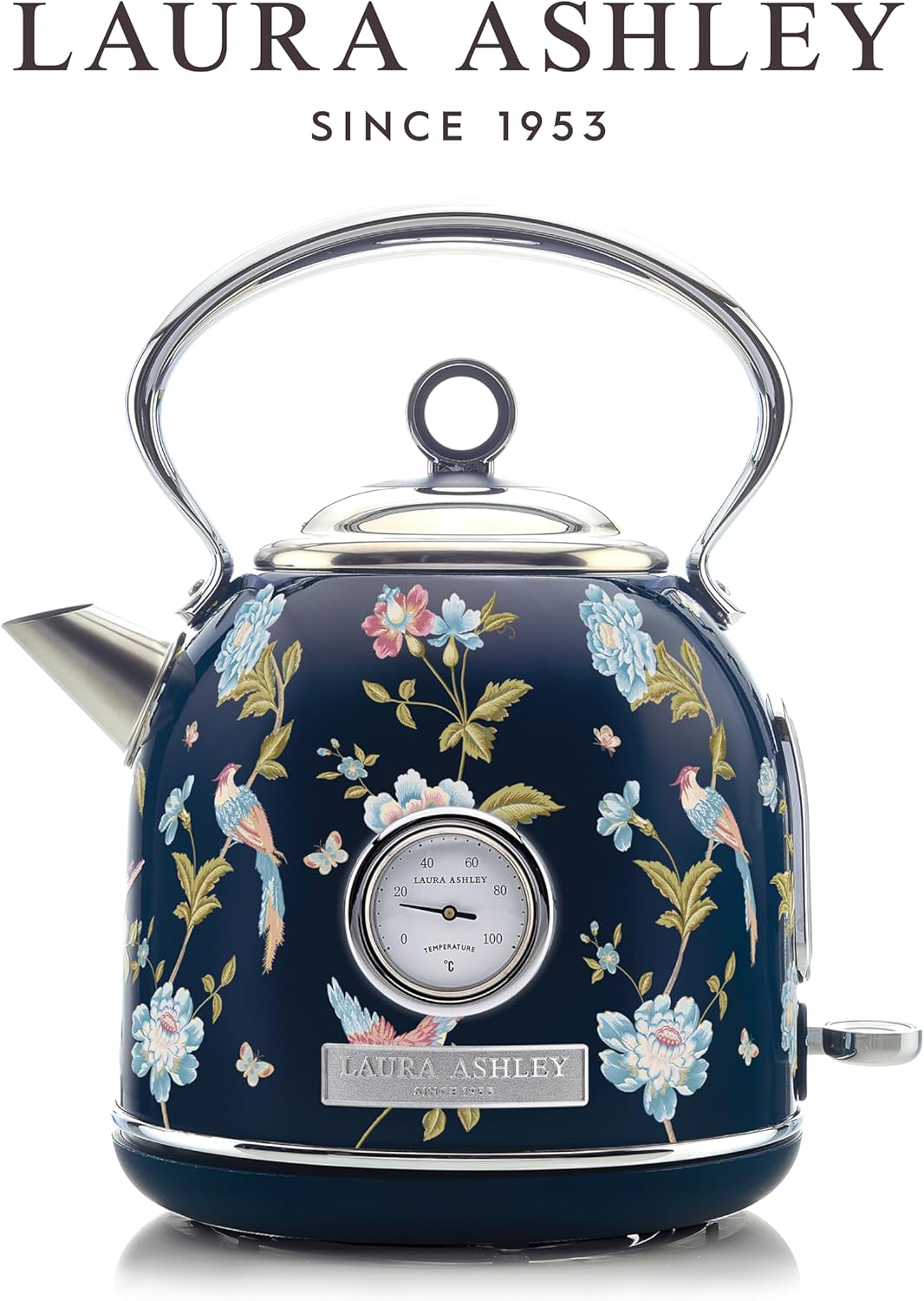 Laura Ashley Elveden Navy Kabelloser Elektrischer Wasserkocher von VQ. Edelstahl-Wasserkocher 1.7 Li